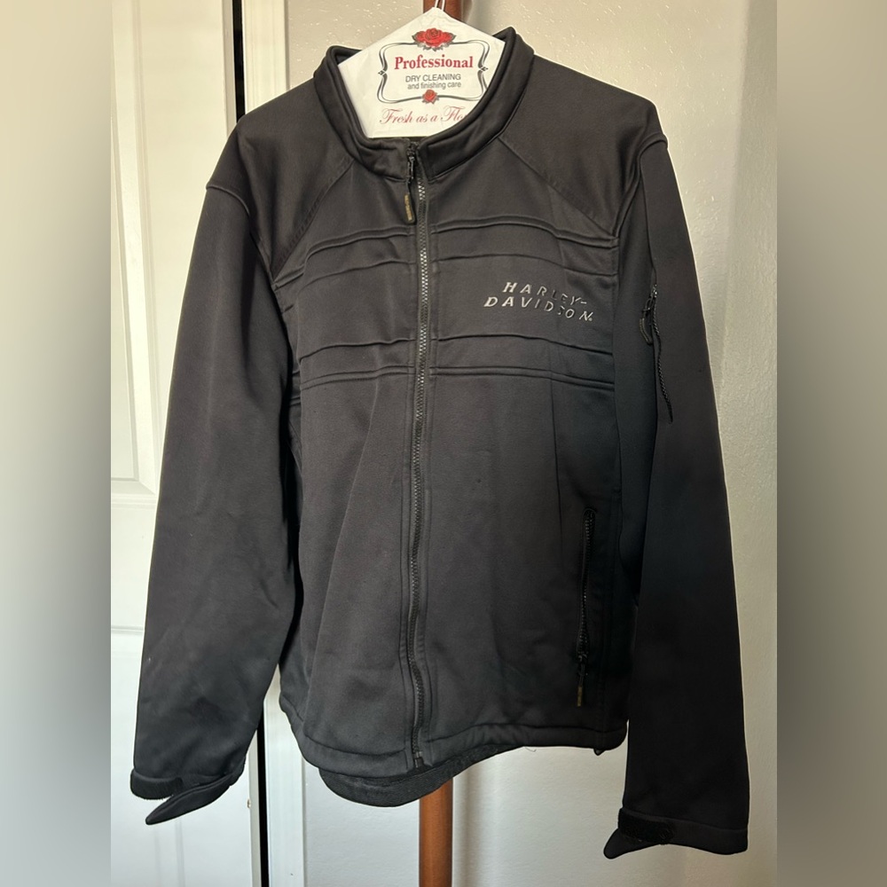 Men’s M Harley Davidson Soft Shell Jacket Black Precision Full Zip Poly |D123